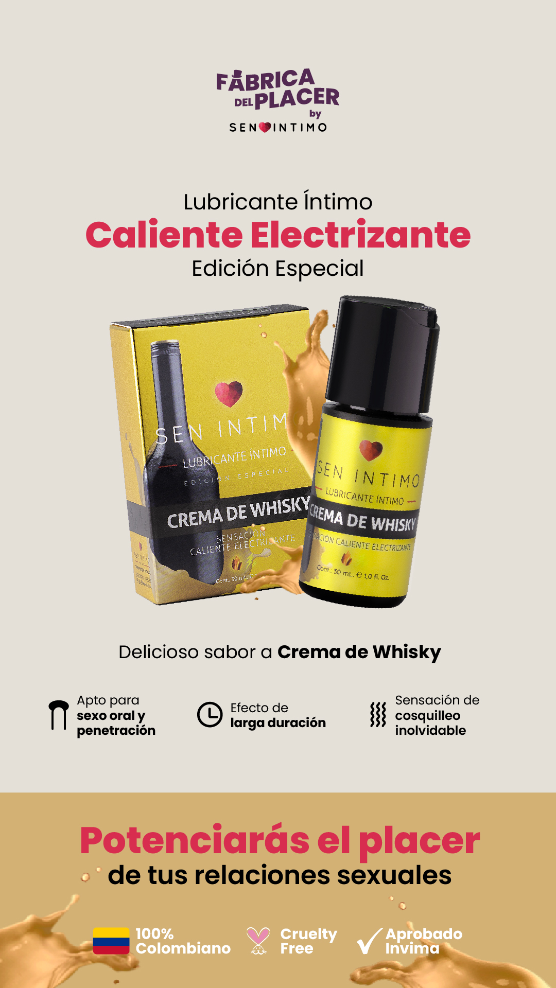 Lubricante Ntimo Crema De Whisky Sensaci N Caliente Electrizante X